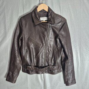 Calvin Klein Woman’s 100% Genuine Leather Jacket Full Zipper Medium